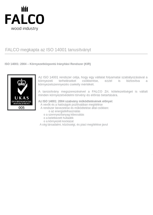 ISO 14001 tanúsítvány