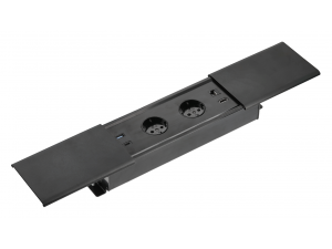 Rejtett dugalj 2x230V, USB A+C, HDMI, RJ45 kábel 1,5m fekete