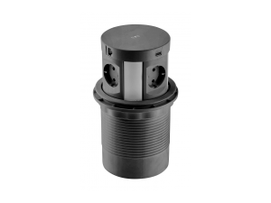 Rejtett dugalj COMFORT PLUS, Ø120 mm, 4x230V, 2xUSB-A 3.1A, 2xRJ45, induktív töltő 5 W, 1,5 m kábel, fekete
